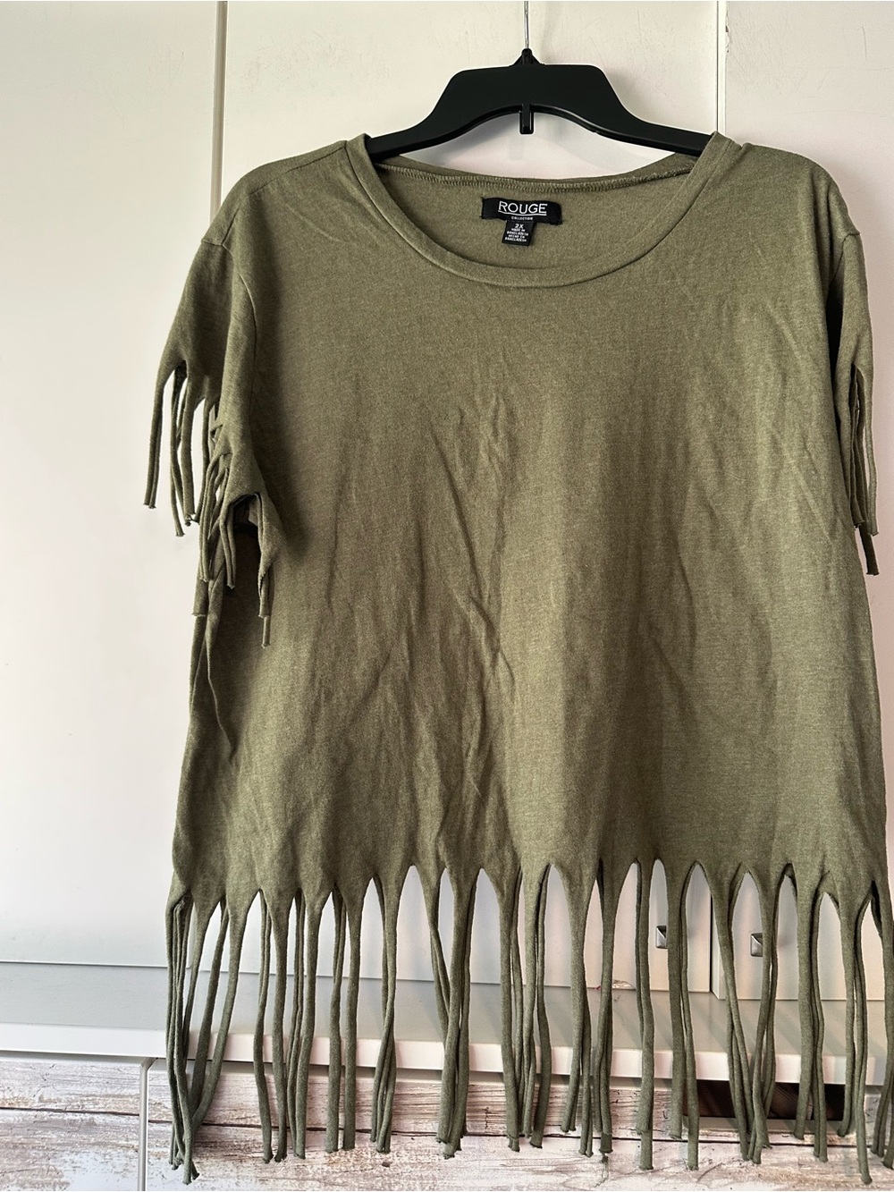🌿 Rouge Collection 2X Olive Green Fringe Boho Festival Top